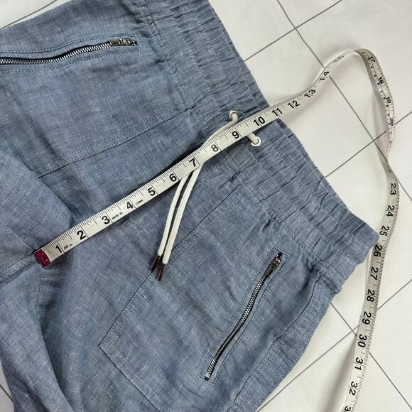 Athleta Pants Womens 2 Blue Cabo Linen Jogger Drawstring High Rise Breathable - Picture 9 of 12